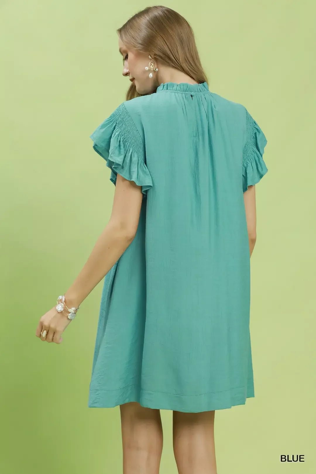Umgee Ruffle Flutter Sleeve Dress - Bitsy Gypsy Boutique