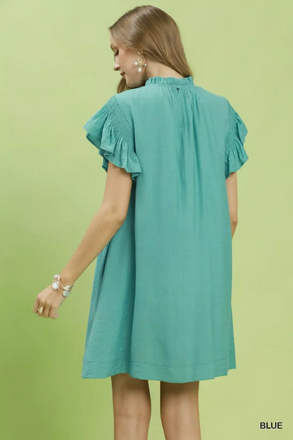 Umgee Ruffle Flutter Sleeve Dress - Bitsy Gypsy Boutique