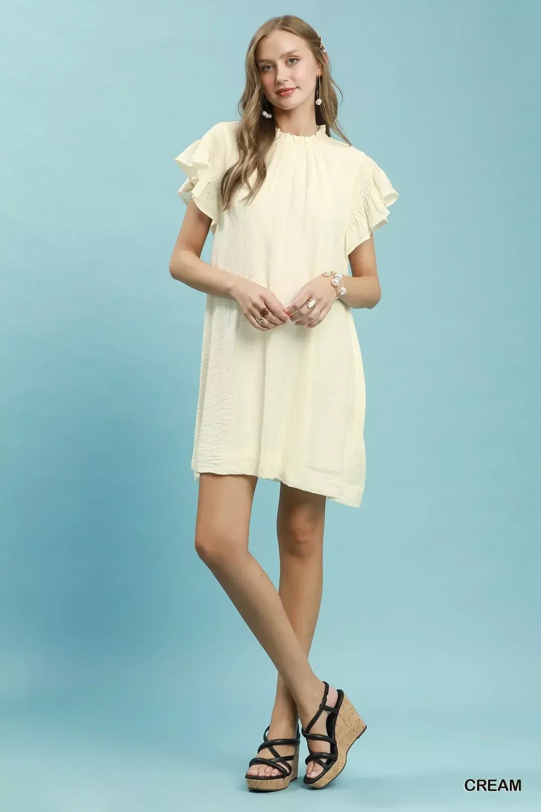Umgee Ruffle Flutter Sleeve Dress - Bitsy Gypsy Boutique