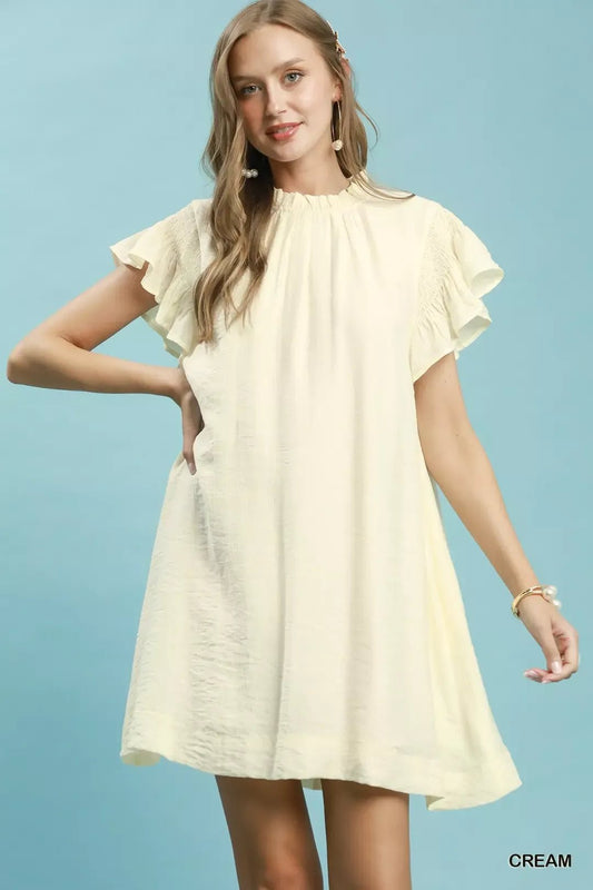 Umgee Ruffle Flutter Sleeve Dress - Bitsy Gypsy Boutique