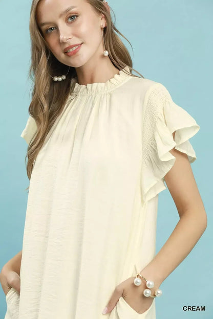 Umgee Ruffle Flutter Sleeve Dress - Bitsy Gypsy Boutique