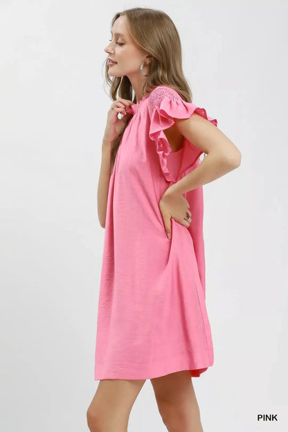Umgee Ruffle Flutter Sleeve Dress - Bitsy Gypsy Boutique
