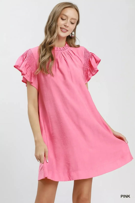 Umgee Ruffle Flutter Sleeve Dress - Bitsy Gypsy Boutique