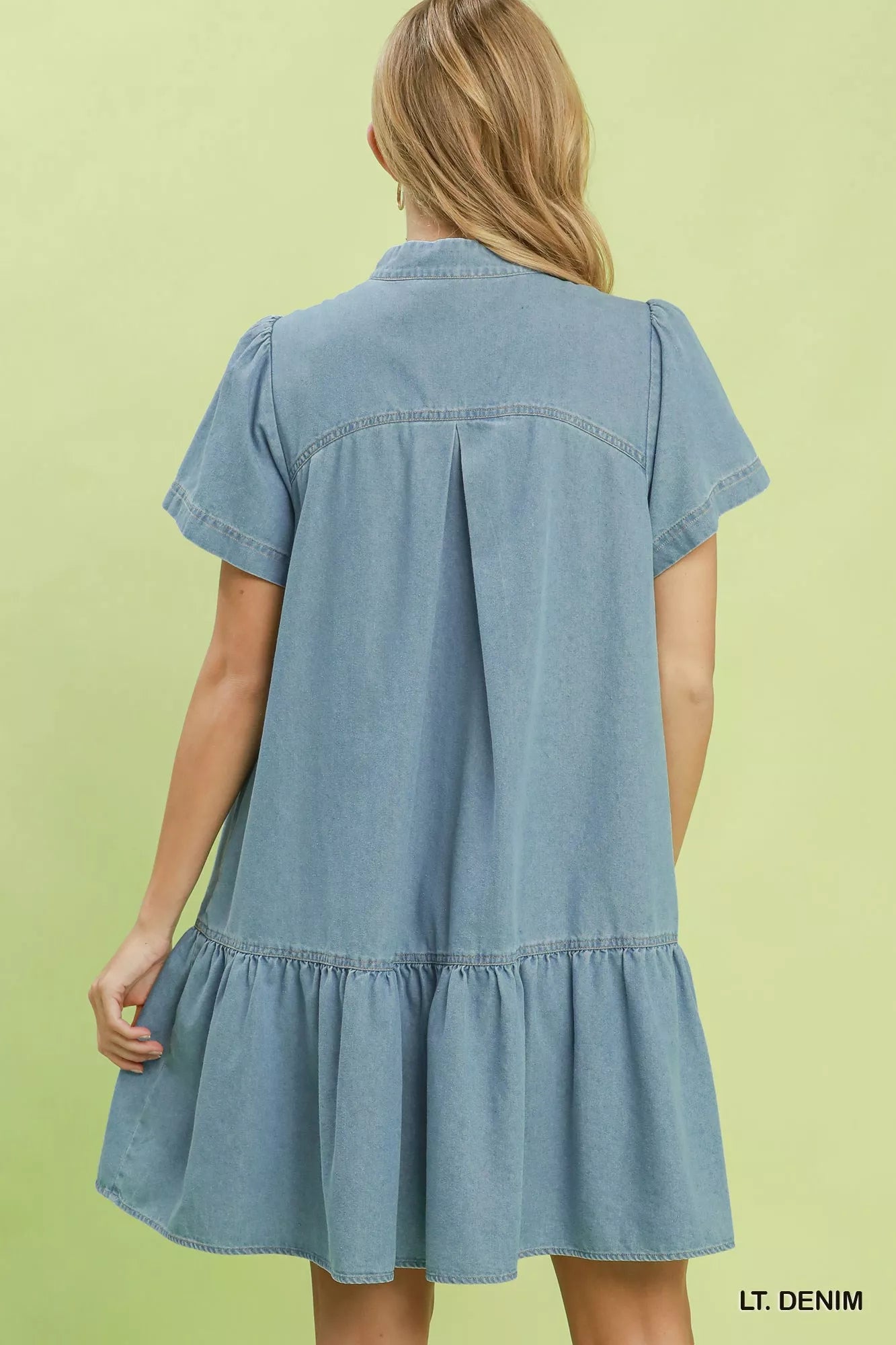 Umgee Ruffle Hem Mini Denim Dress - Bitsy Gypsy Boutique