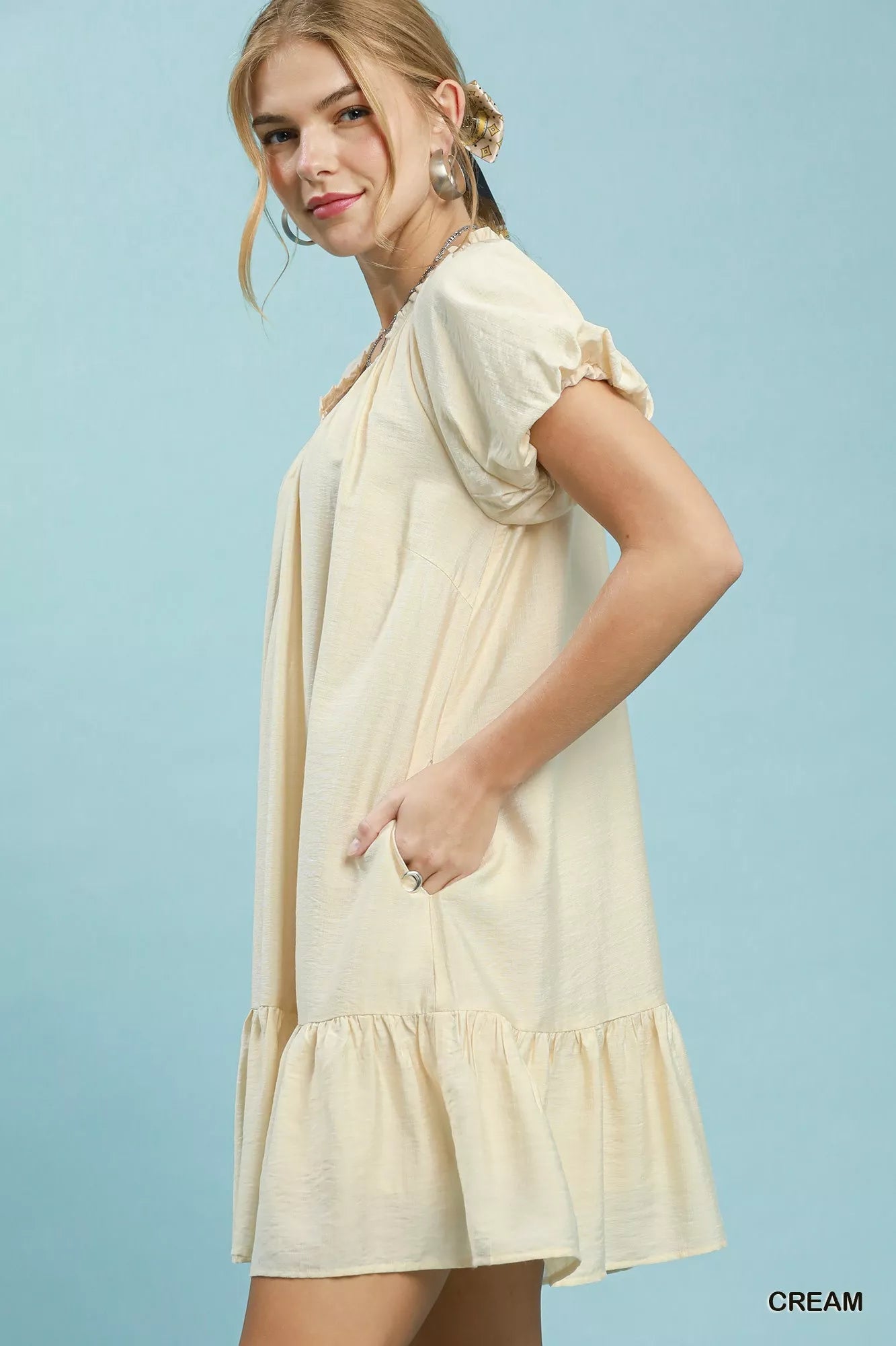 Umgee Ruffle Hem Shift Mini Dress - Bitsy Gypsy Boutique