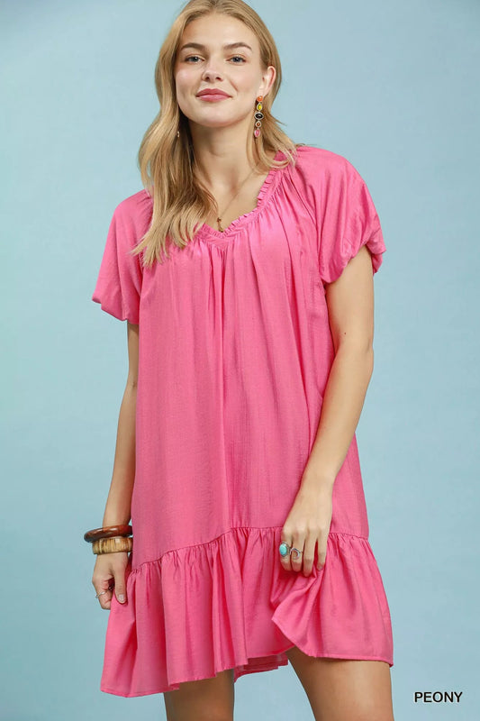 Umgee Ruffle Hem Shift Mini Dress - Bitsy Gypsy Boutique