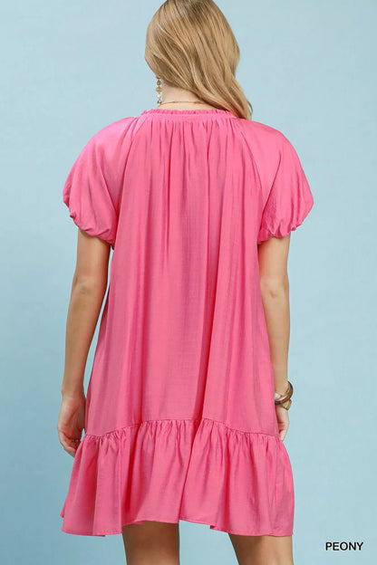 Umgee Ruffle Hem Shift Mini Dress - Bitsy Gypsy Boutique