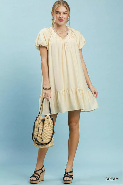 Umgee Ruffle Hem Shift Mini Dress - Bitsy Gypsy Boutique
