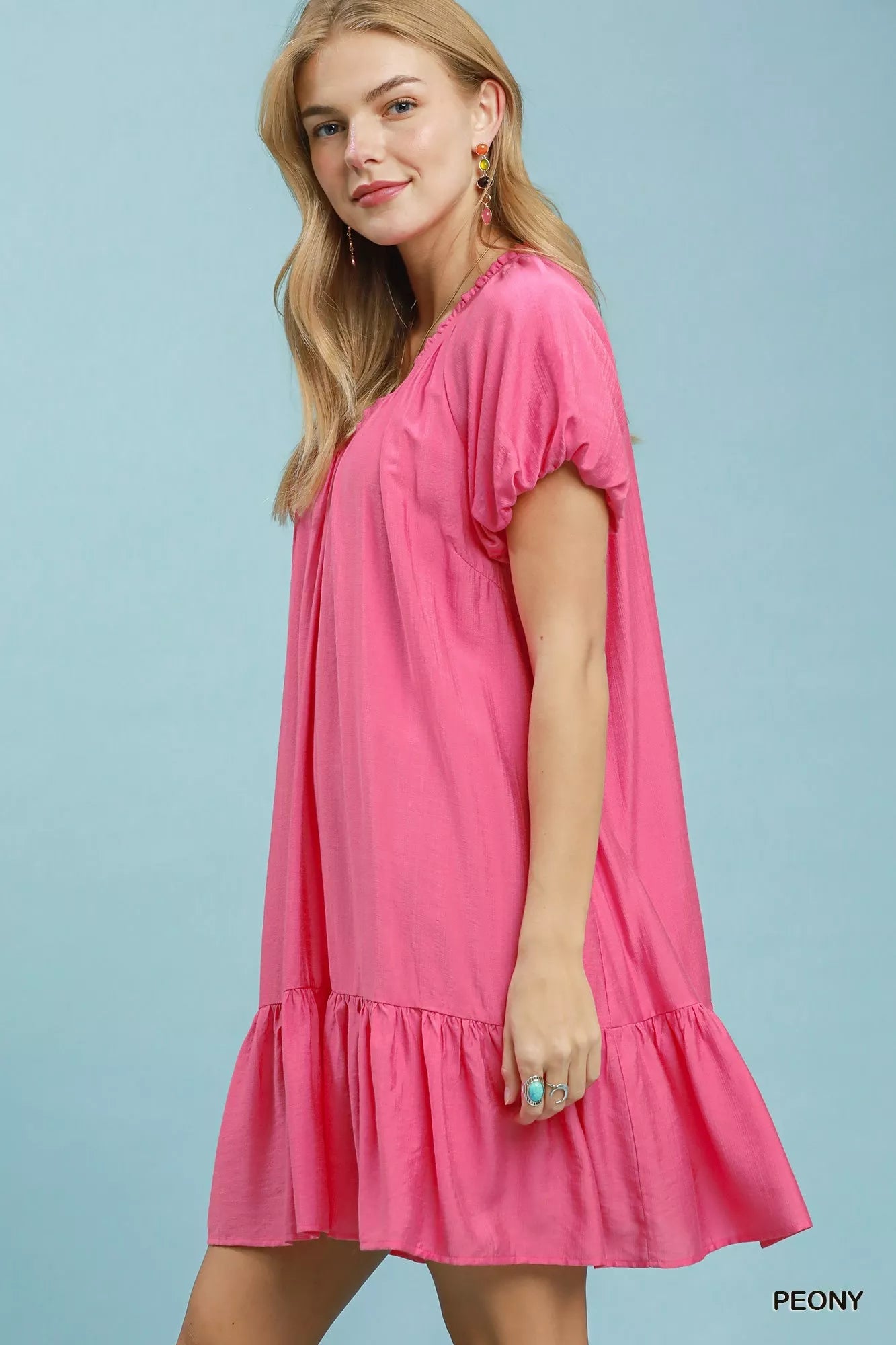 Umgee Ruffle Hem Shift Mini Dress - Bitsy Gypsy Boutique