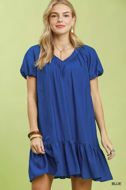 Umgee Ruffle Hem Shift Mini Dress - Bitsy Gypsy Boutique
