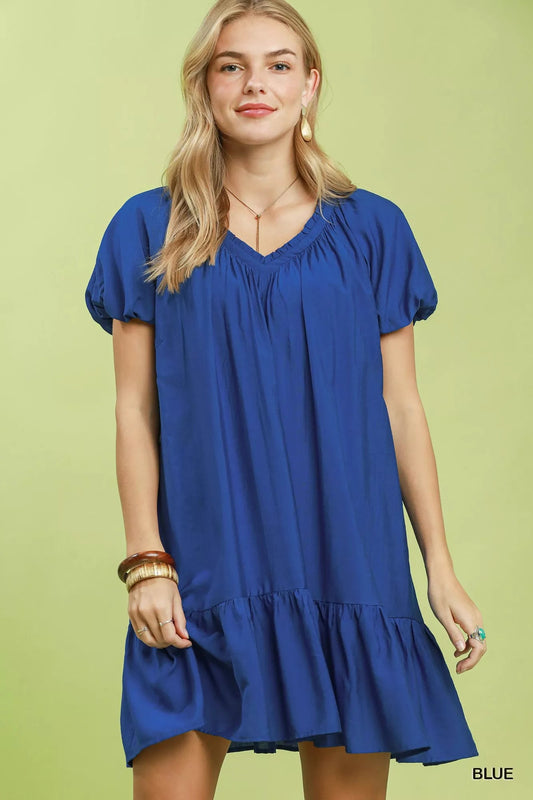 Umgee Ruffle Hem Shift Mini Dress - Bitsy Gypsy Boutique