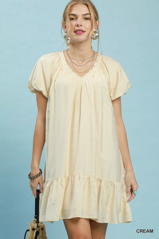 Umgee Ruffle Hem Shift Mini Dress - Bitsy Gypsy Boutique