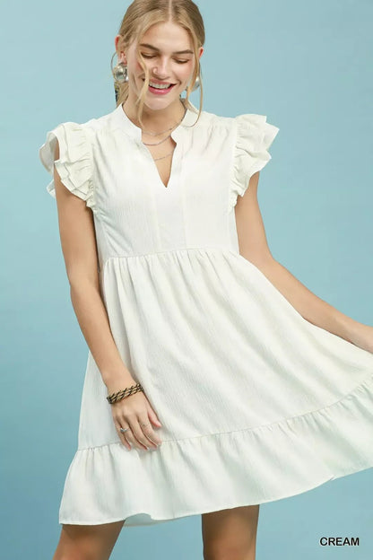 Umgee Ruffle Sleeve Babydoll Dress - Bitsy Gypsy Boutique