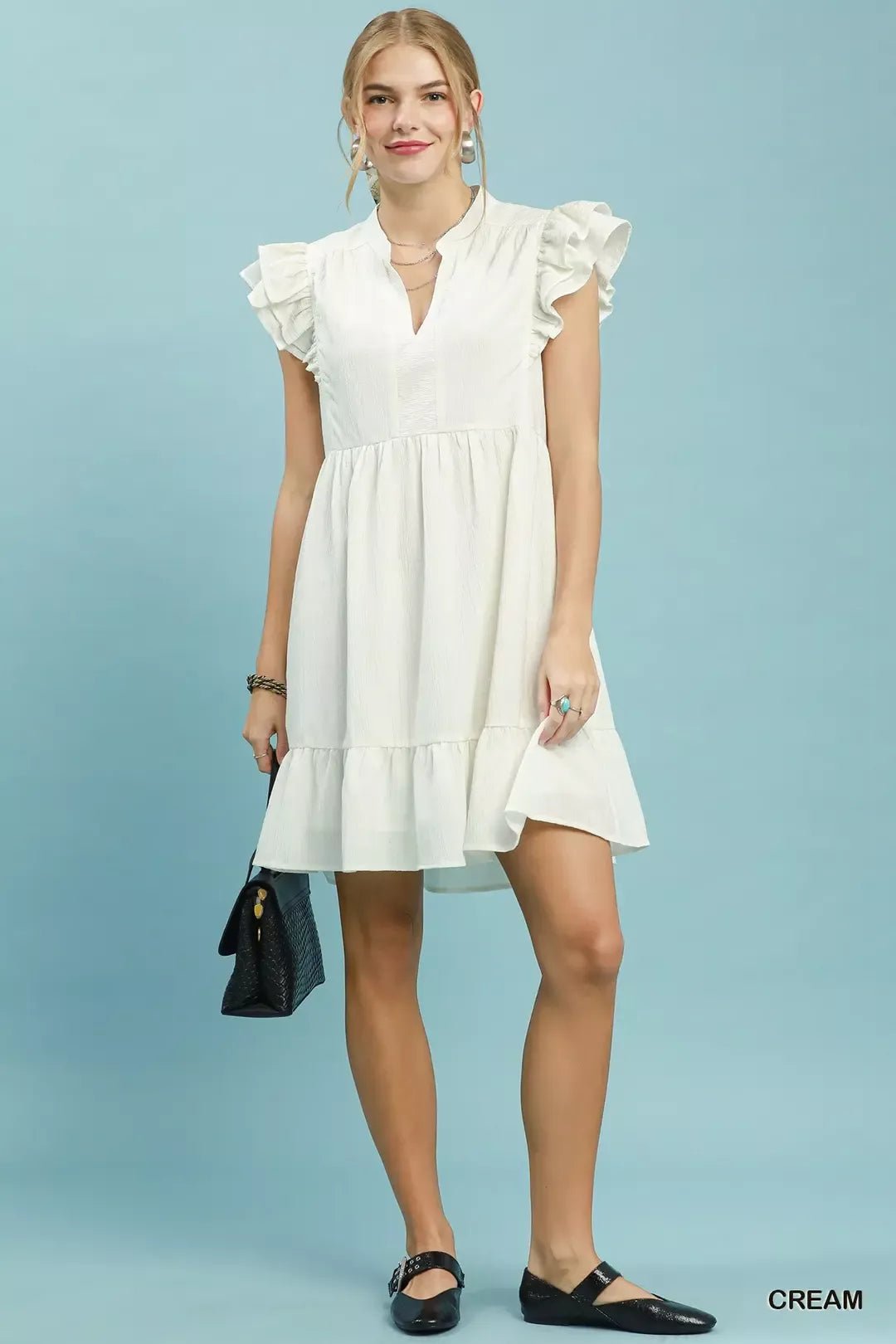 Umgee Ruffle Sleeve Babydoll Dress - Bitsy Gypsy Boutique