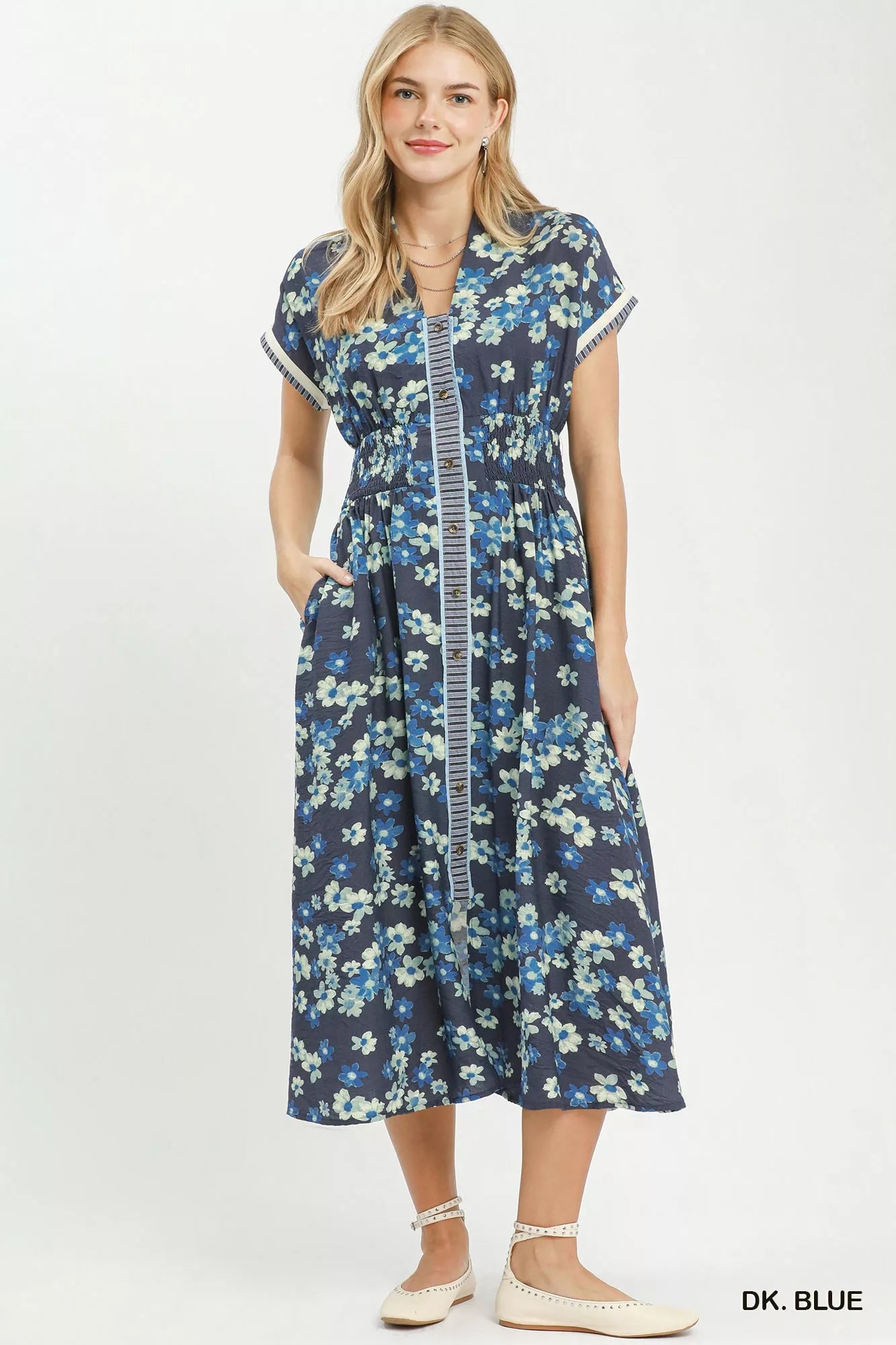 Umgee Ruffle Sleeve Henley Shift Dress - Bitsy Gypsy Boutique
