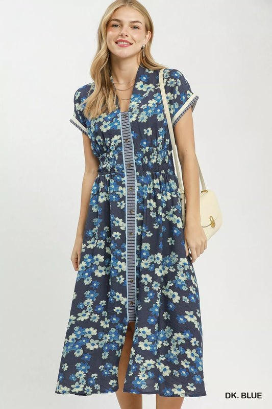 Umgee Ruffle Sleeve Henley Shift Dress - Bitsy Gypsy Boutique