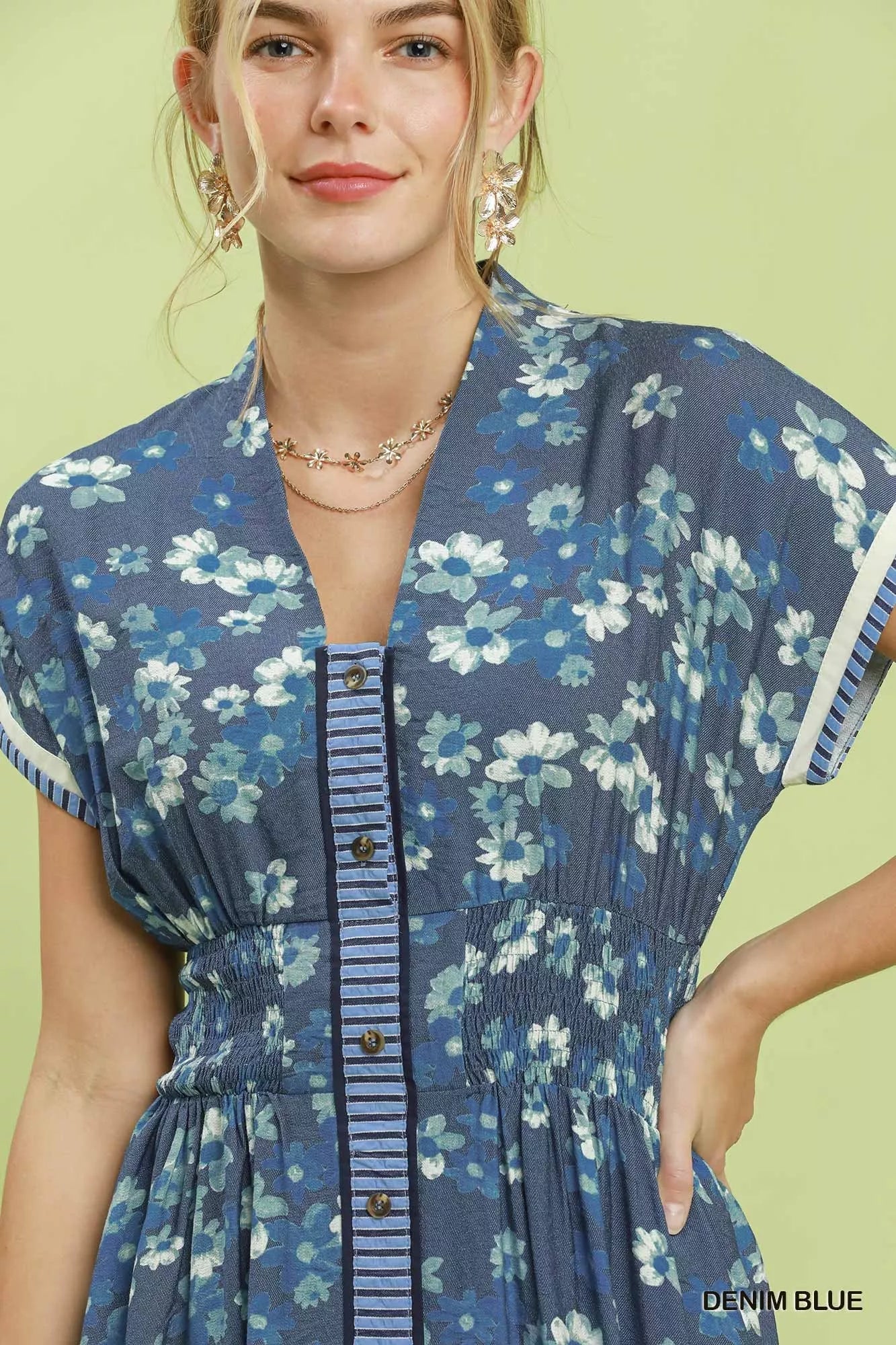 Umgee Ruffle Sleeve Henley Shift Dress - Bitsy Gypsy Boutique