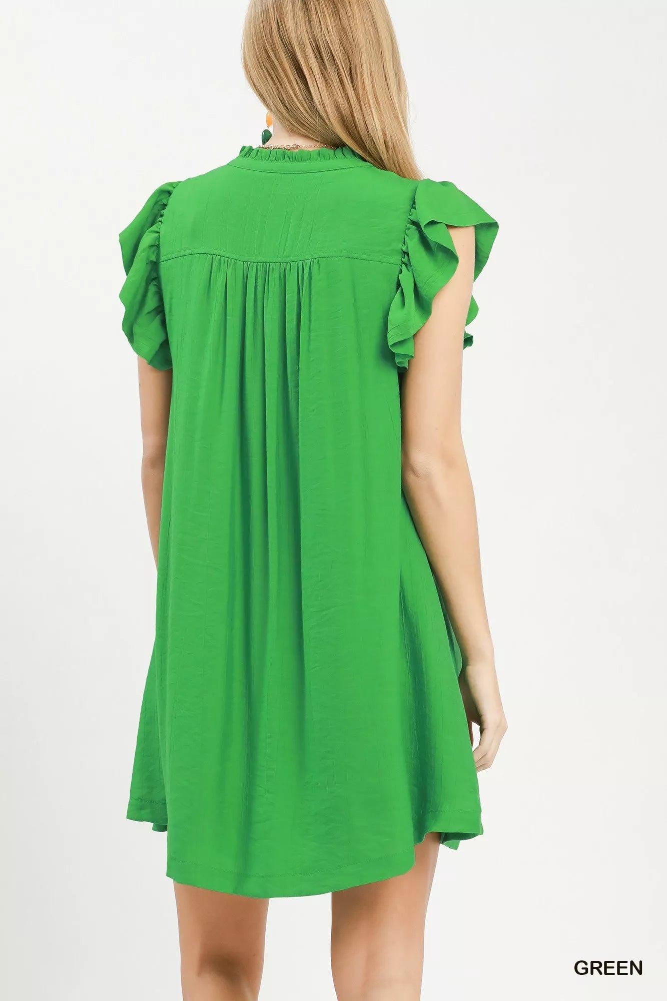 Umgee Ruffle Sleeve Henley Shift Dress - Bitsy Gypsy Boutique