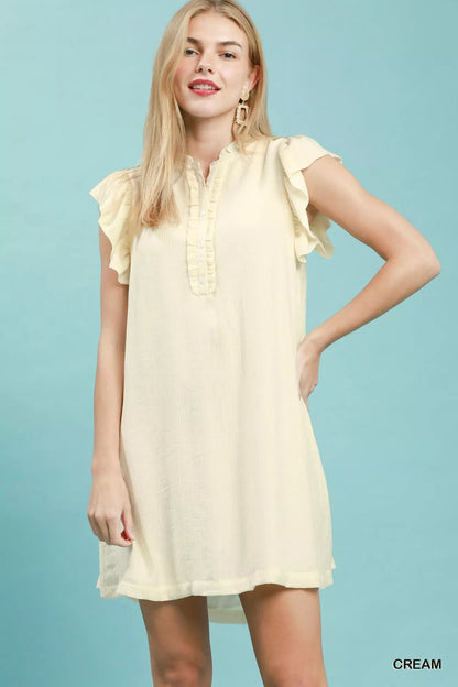Umgee Ruffle Sleeve Henley Shift Dress - Bitsy Gypsy Boutique