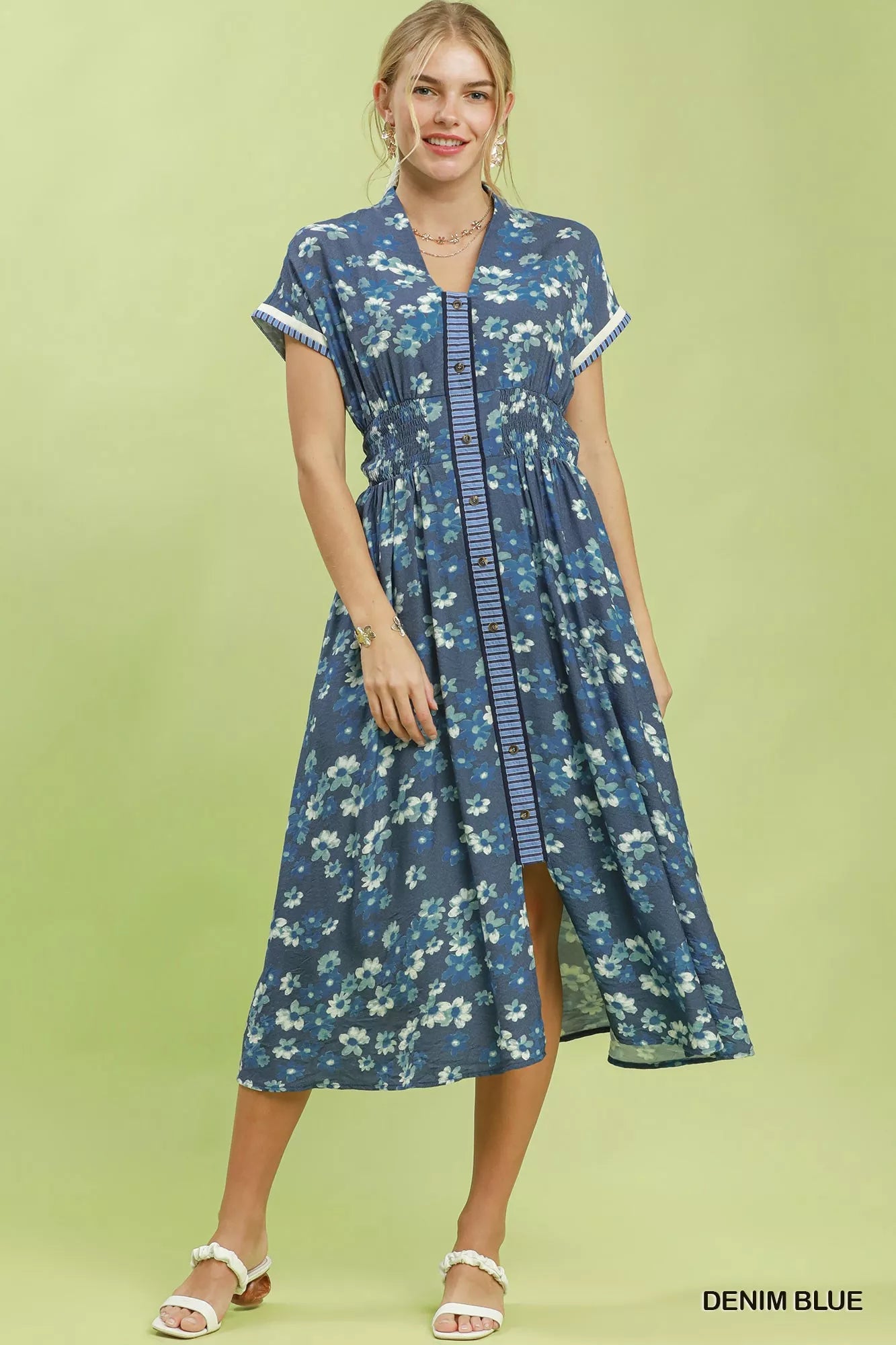 Umgee Ruffle Sleeve Henley Shift Dress - Bitsy Gypsy Boutique