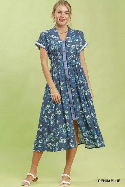 Umgee Ruffle Sleeve Henley Shift Dress - Bitsy Gypsy Boutique