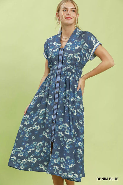 Umgee Ruffle Sleeve Henley Shift Dress - Bitsy Gypsy Boutique