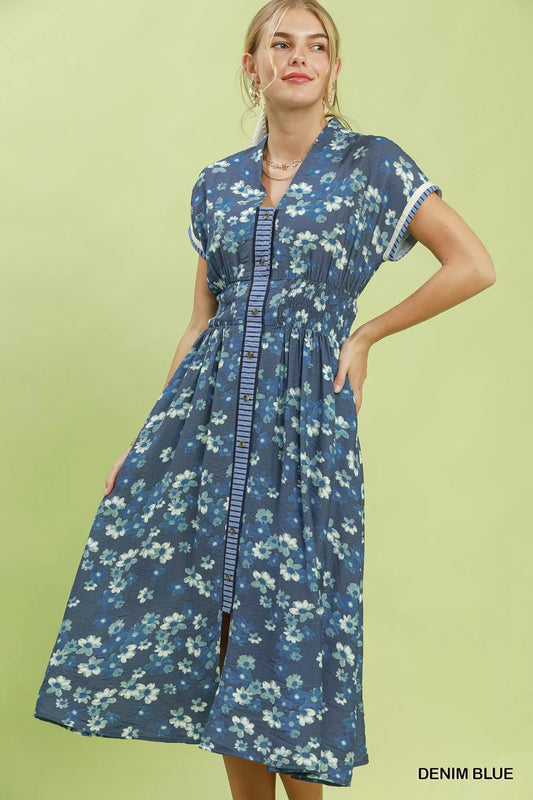 Umgee Ruffle Sleeve Henley Shift Dress - Bitsy Gypsy Boutique