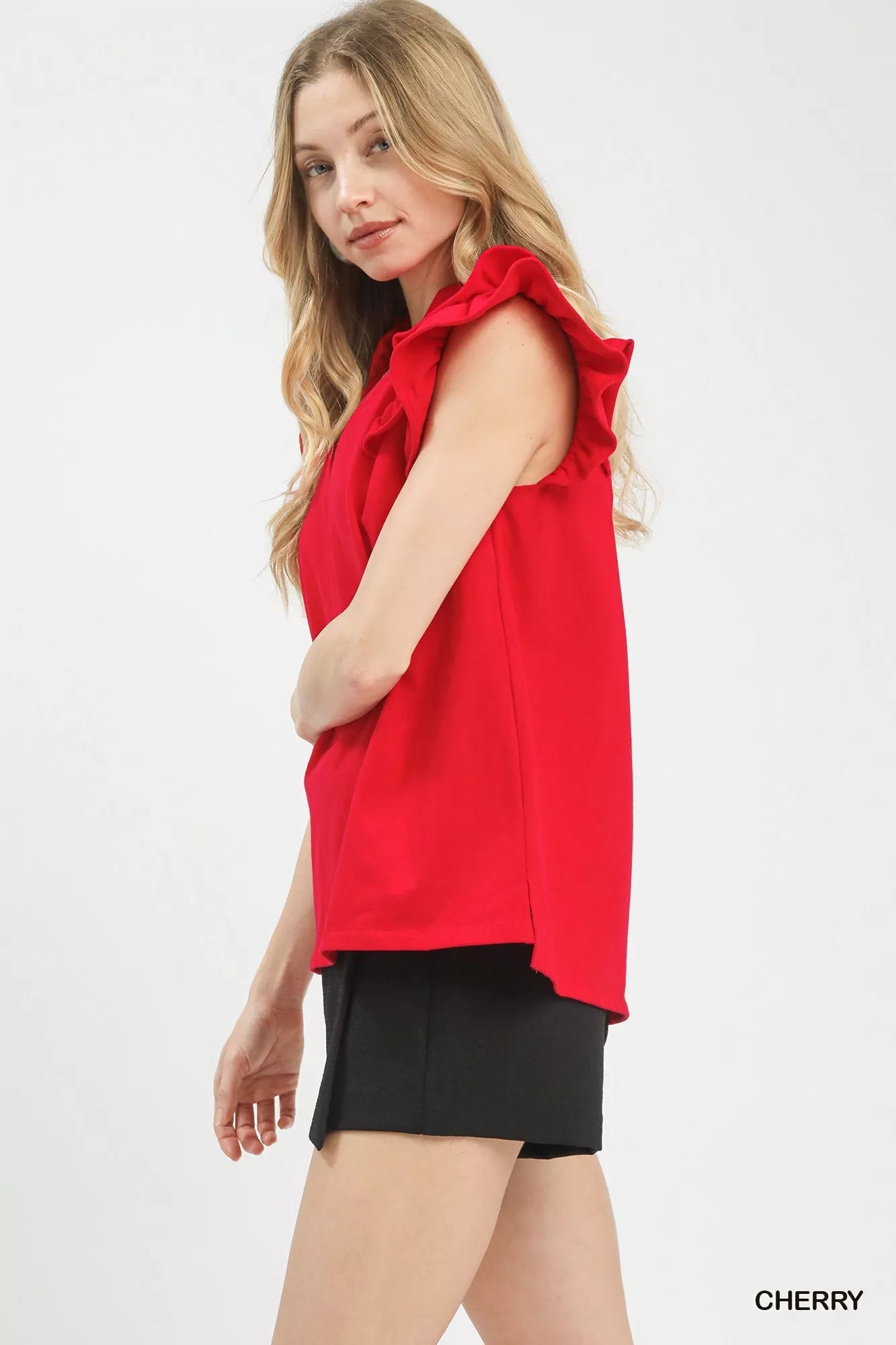 Umgee Ruffle Sleeve V - Neck Top - Bitsy Gypsy Boutique