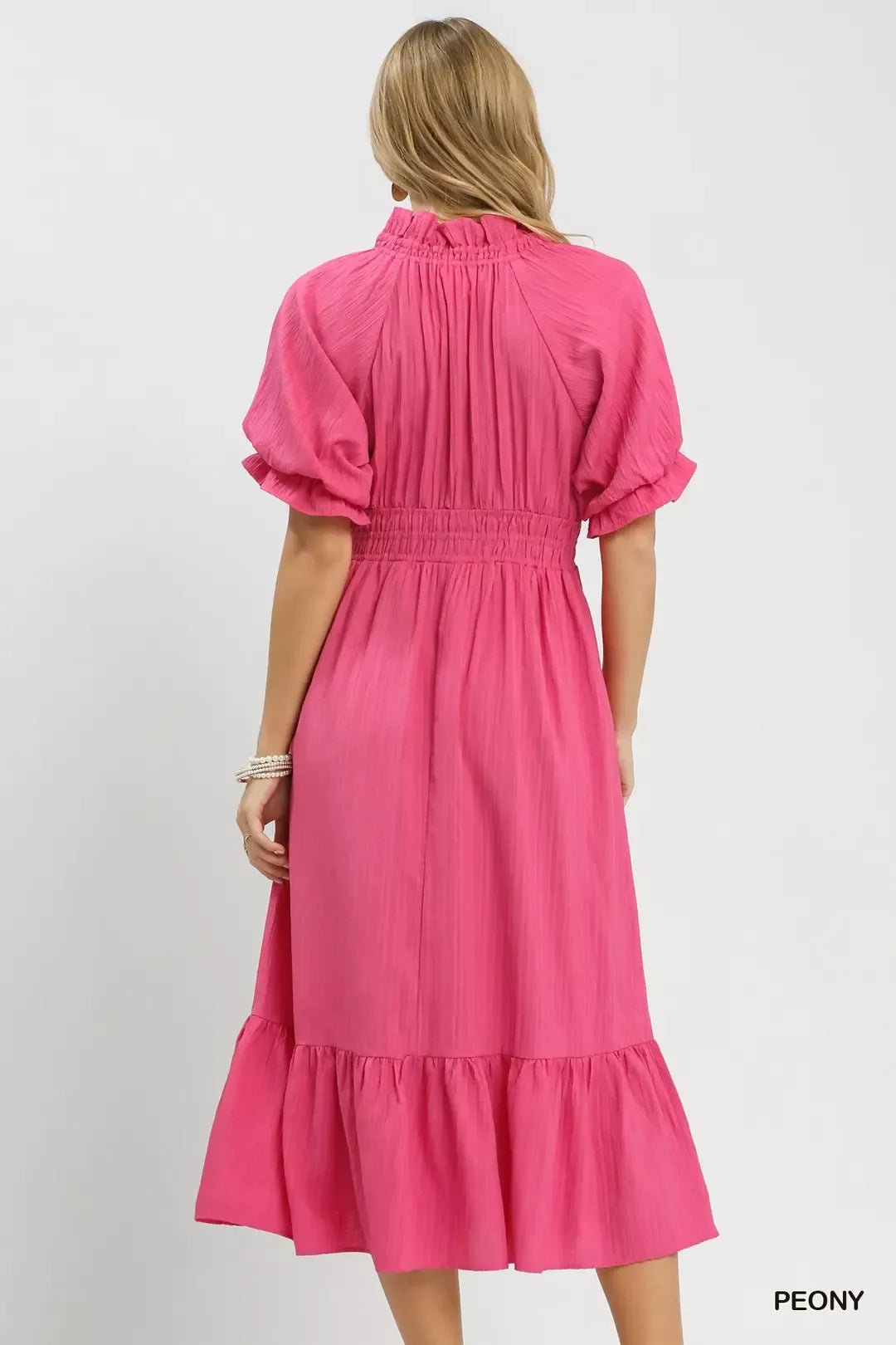Umgee Ruffle V - Neck Midi Dress - Bitsy Gypsy Boutique
