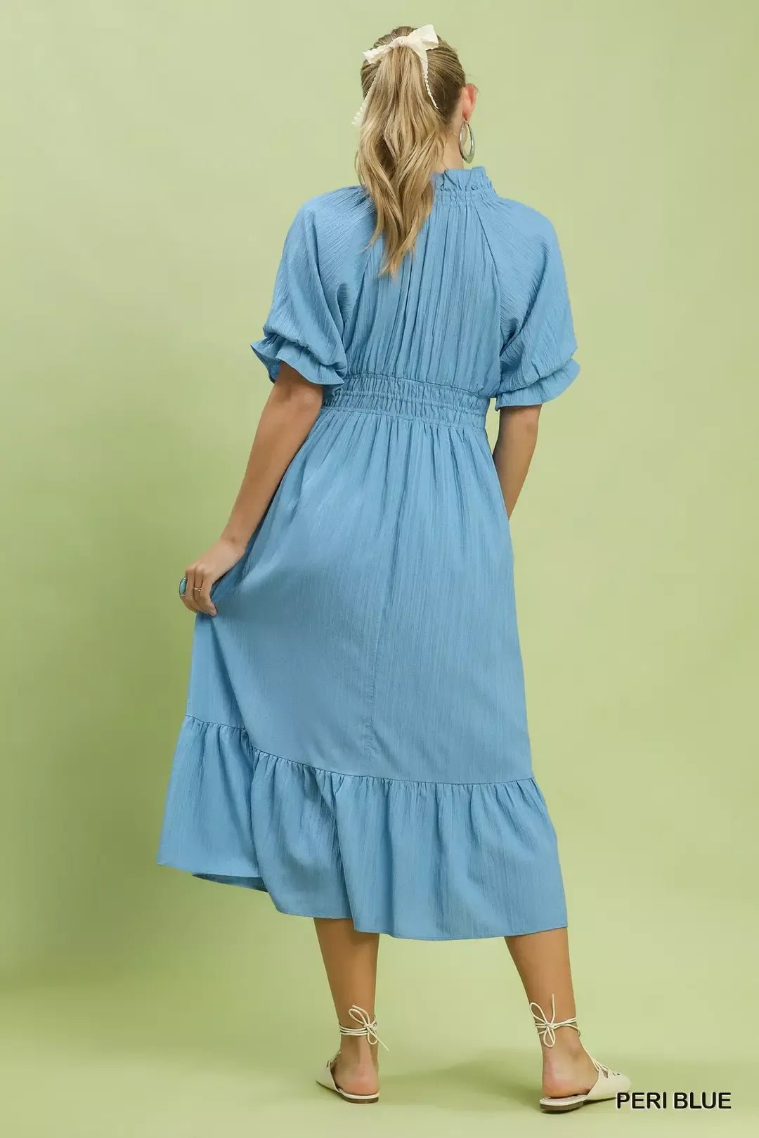 Umgee Ruffle V - Neck Midi Dress - Bitsy Gypsy Boutique