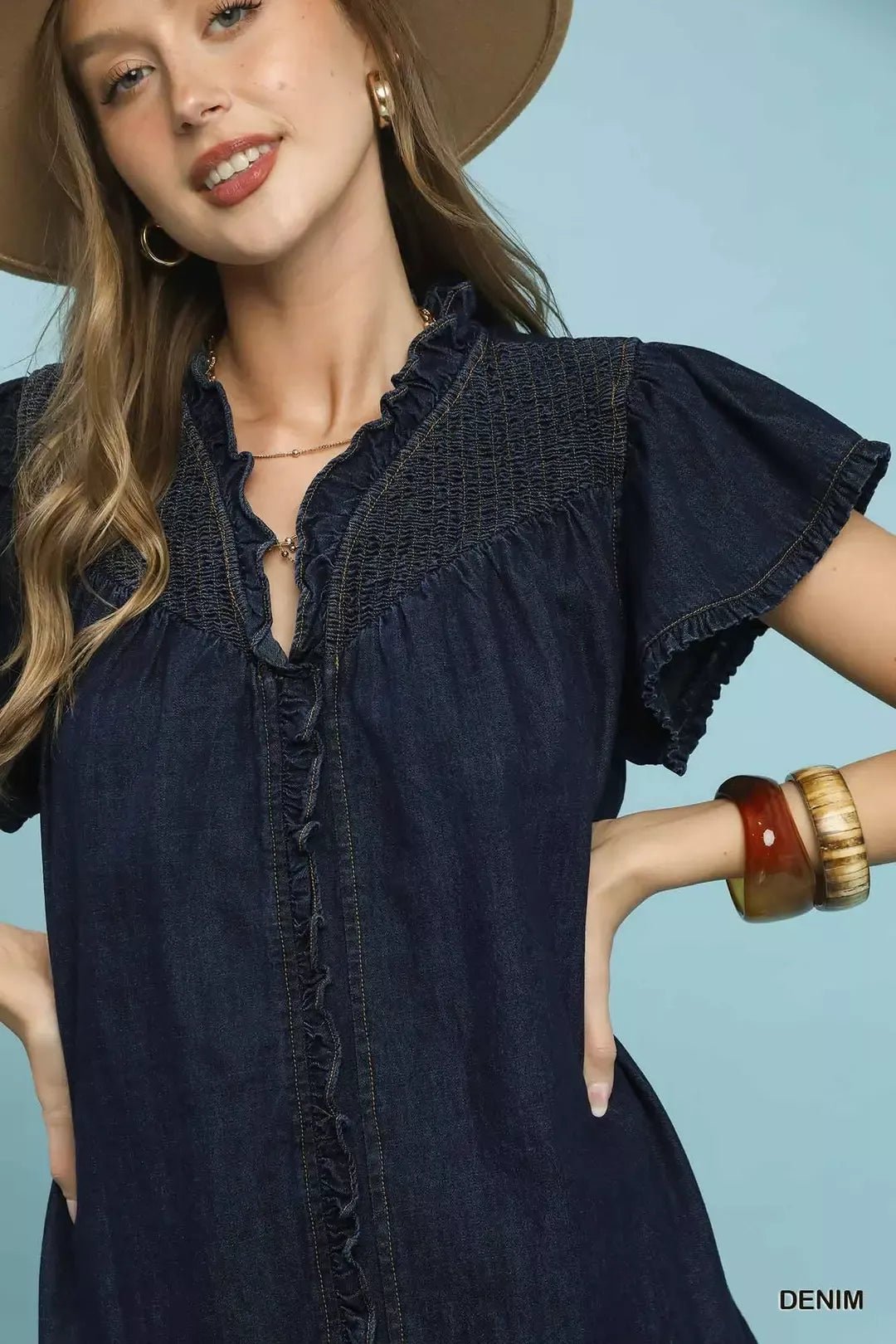 Umgee Ruffled Washed Denim Dress - Stylish Summer Fashion Bitsy Gypsy Boutique Umgee Ruffled Washed Denim Dress - Stylish Summer Fashion Bitsy Gypsy Boutique