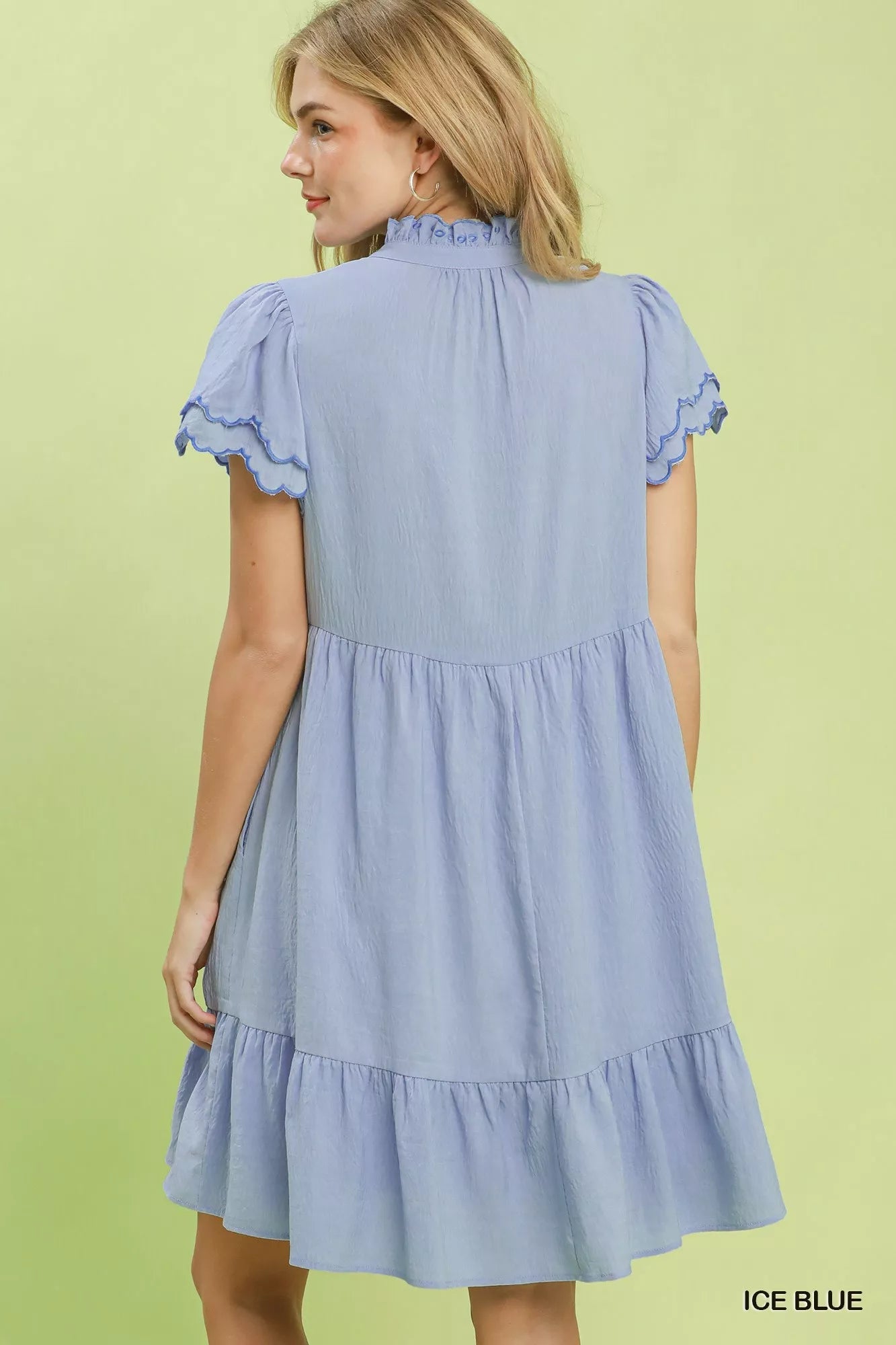 Umgee Scallop Flutter Sleeve Tiered Mini Dress - Bitsy Gypsy Boutique