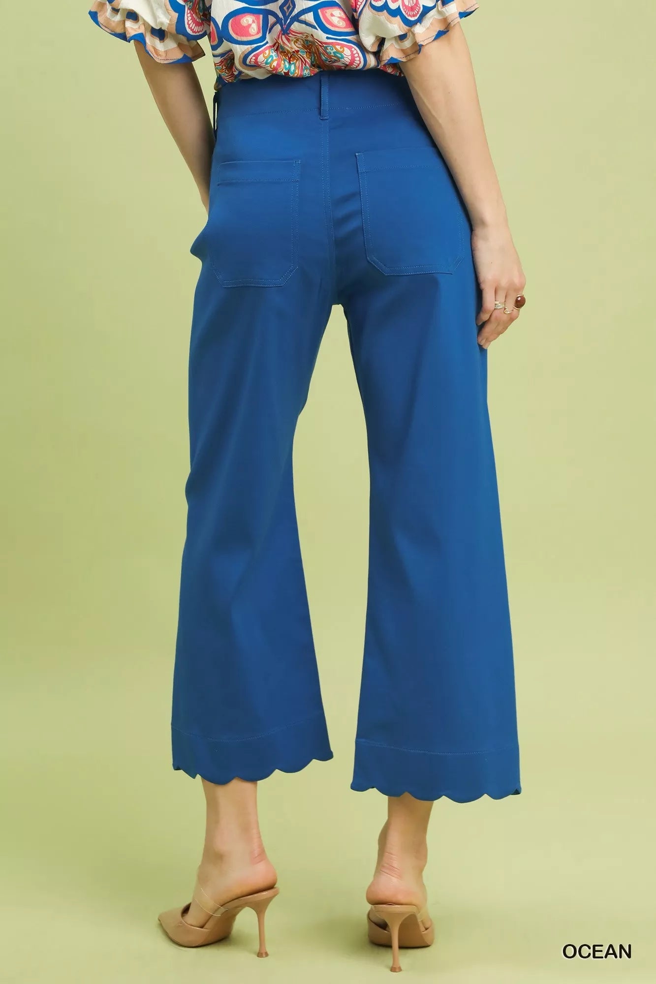 Umgee Scallop Hem Wide Leg Pants - Bitsy Gypsy Boutique