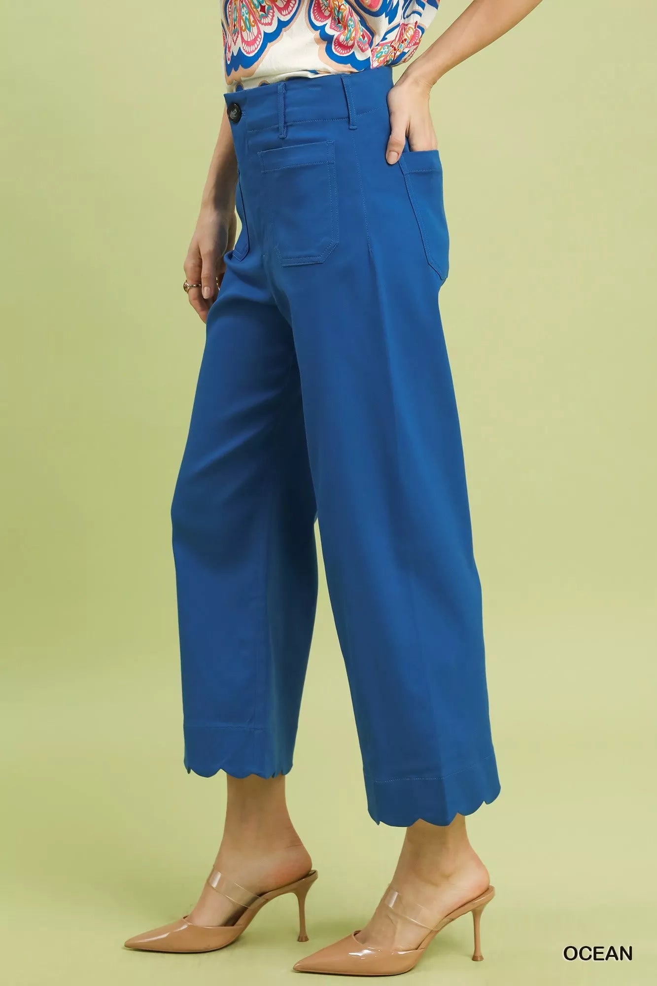 Umgee Scallop Hem Wide Leg Pants - Bitsy Gypsy Boutique