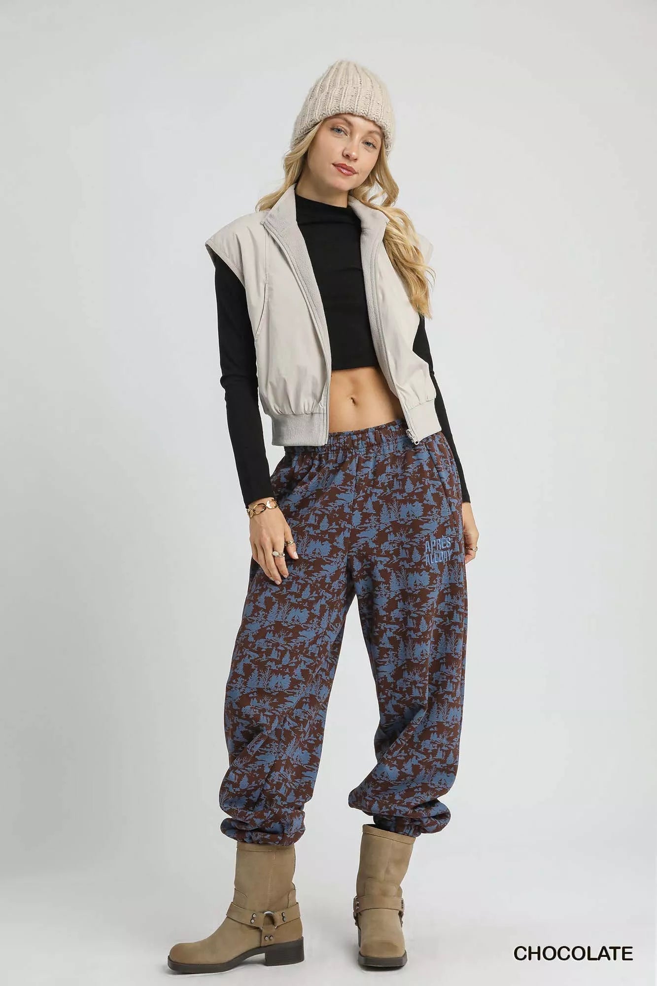 Umgee Scenic Print Casual Sweatpants - Bitsy Gypsy Boutique