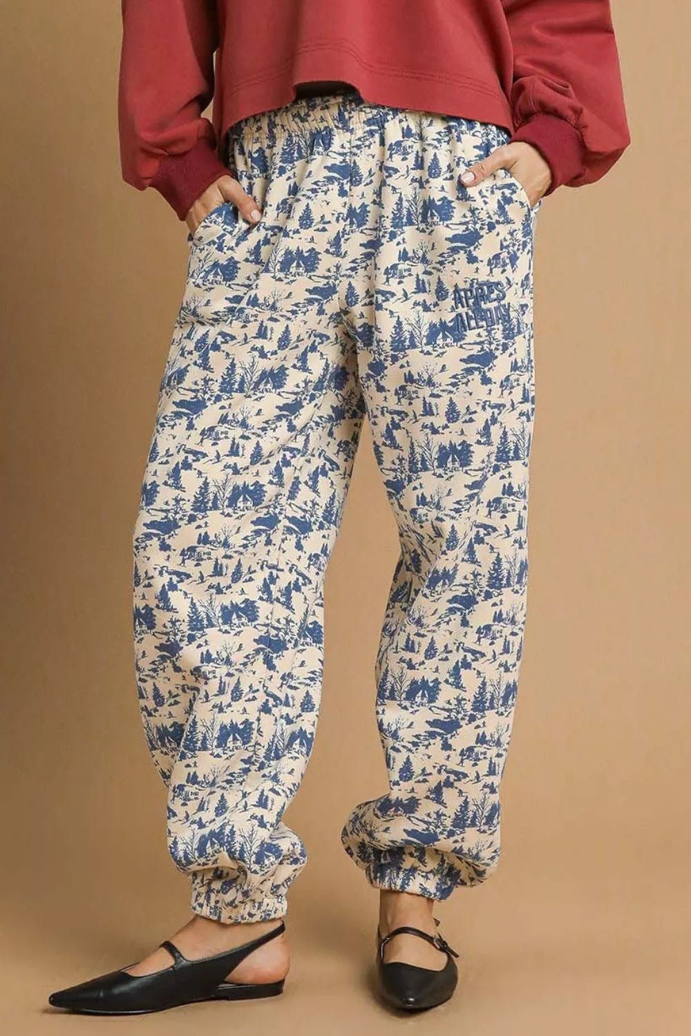Umgee Scenic Print Casual Sweatpants - Bitsy Gypsy Boutique
