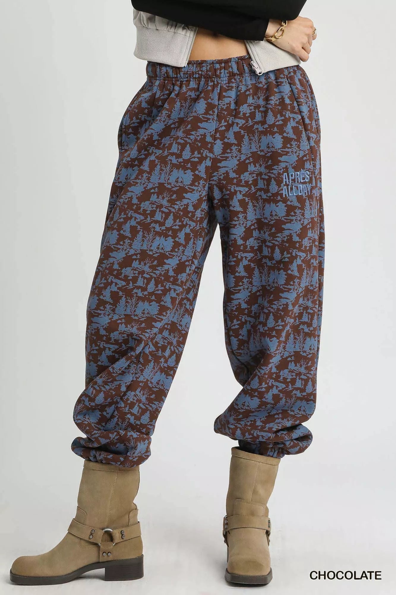 Umgee Scenic Print Casual Sweatpants - Bitsy Gypsy Boutique