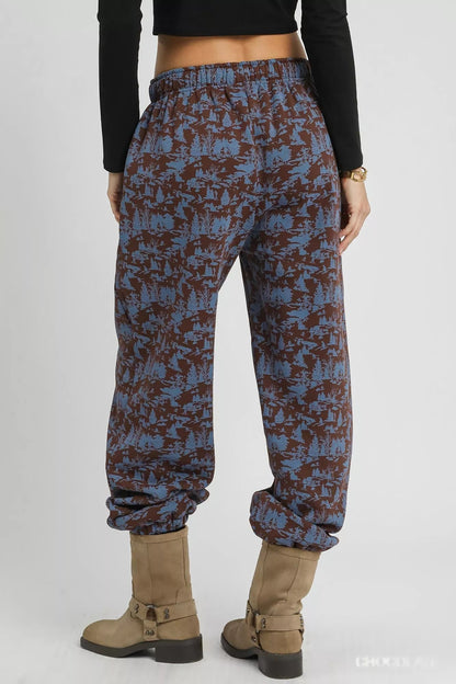 Umgee Scenic Print Casual Sweatpants - Bitsy Gypsy Boutique