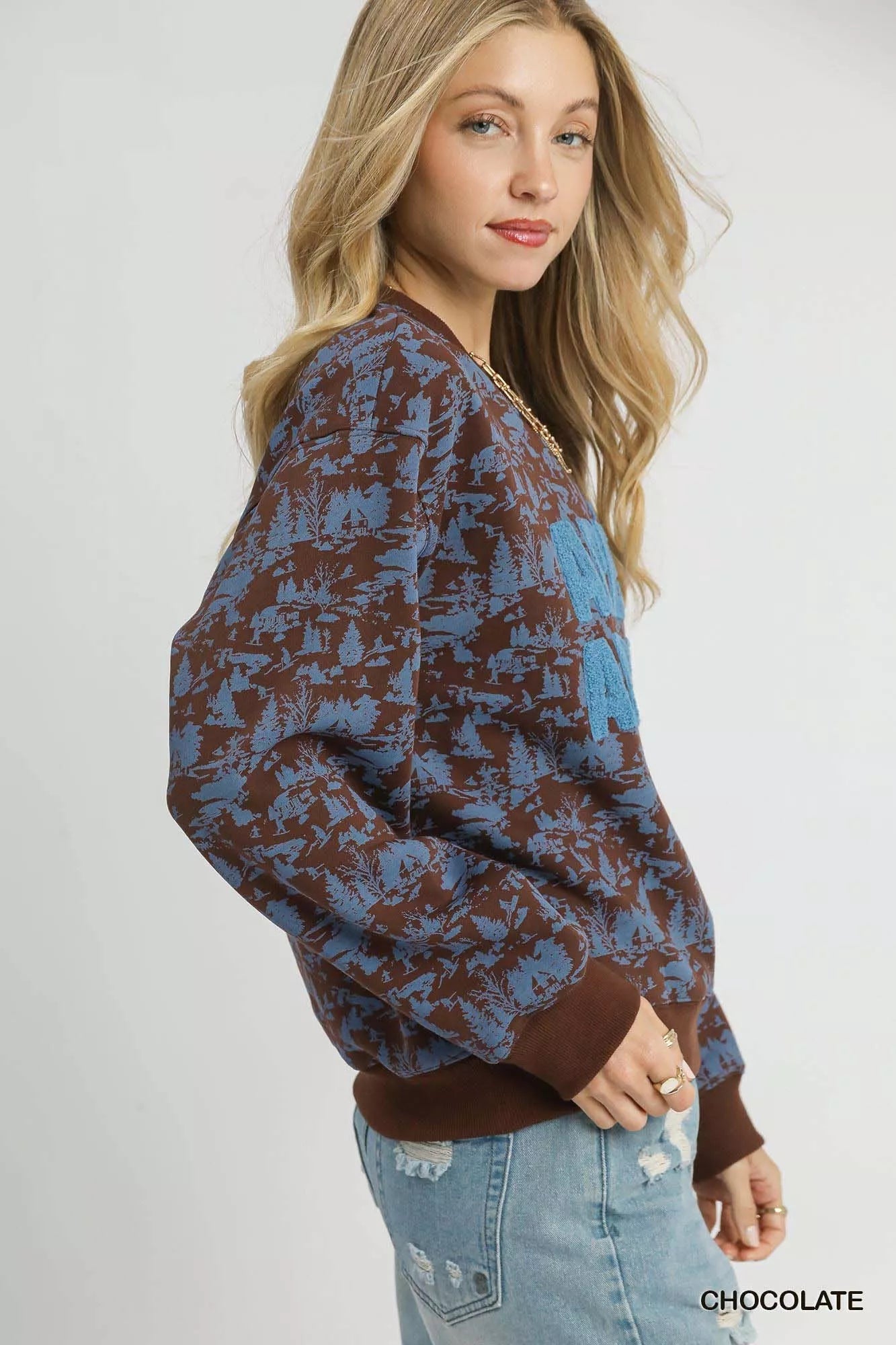 Umgee Scenic Print Cropped Sweatshirt - Bitsy Gypsy Boutique