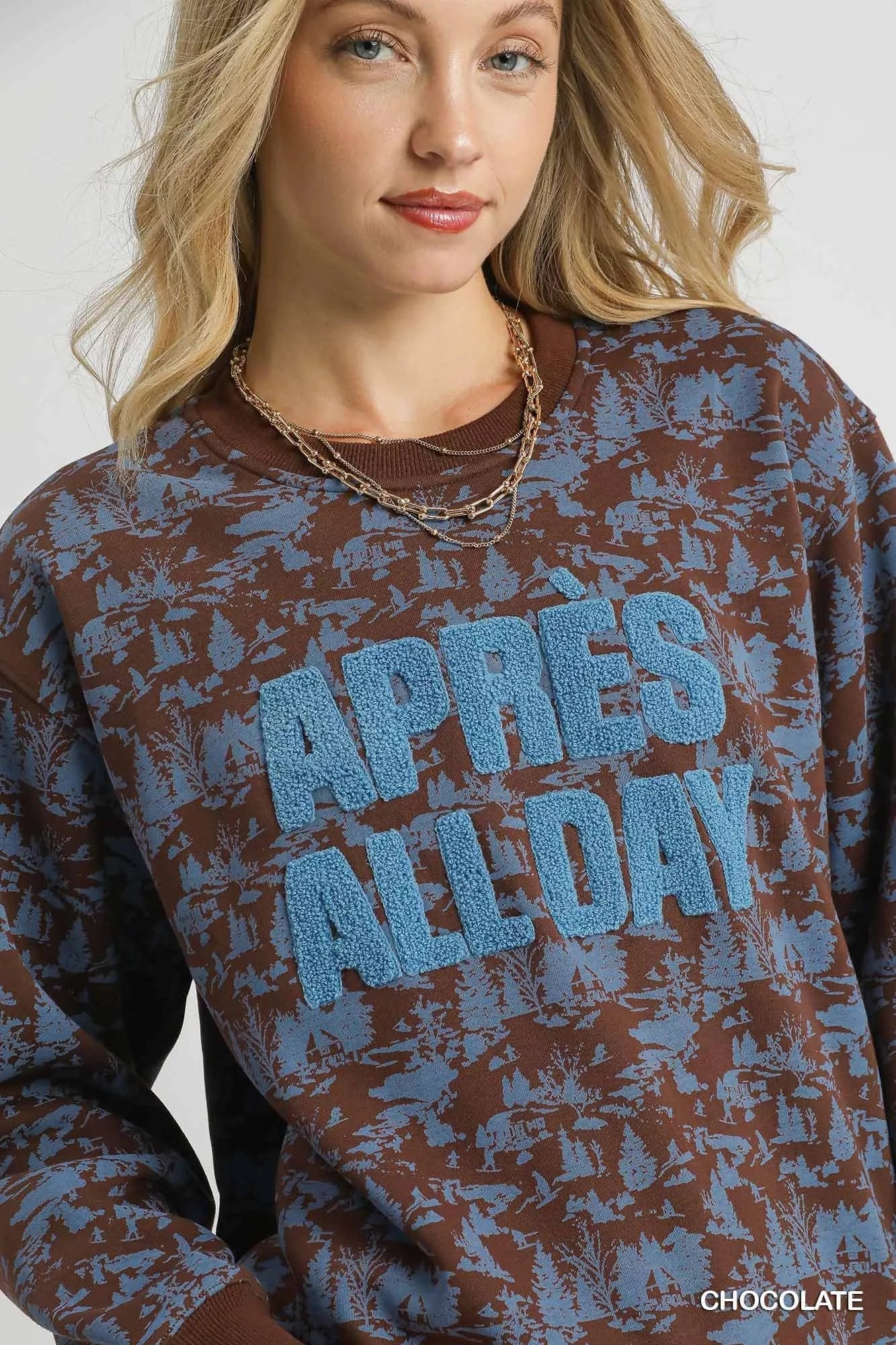 Umgee Scenic Print Cropped Sweatshirt - Bitsy Gypsy Boutique