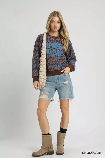 Umgee Scenic Print Cropped Sweatshirt - Bitsy Gypsy Boutique