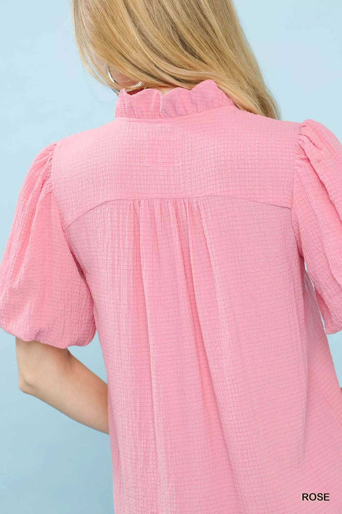 Umgee Seersucker Puff Sleeve Blouse - Bitsy Gypsy Boutique