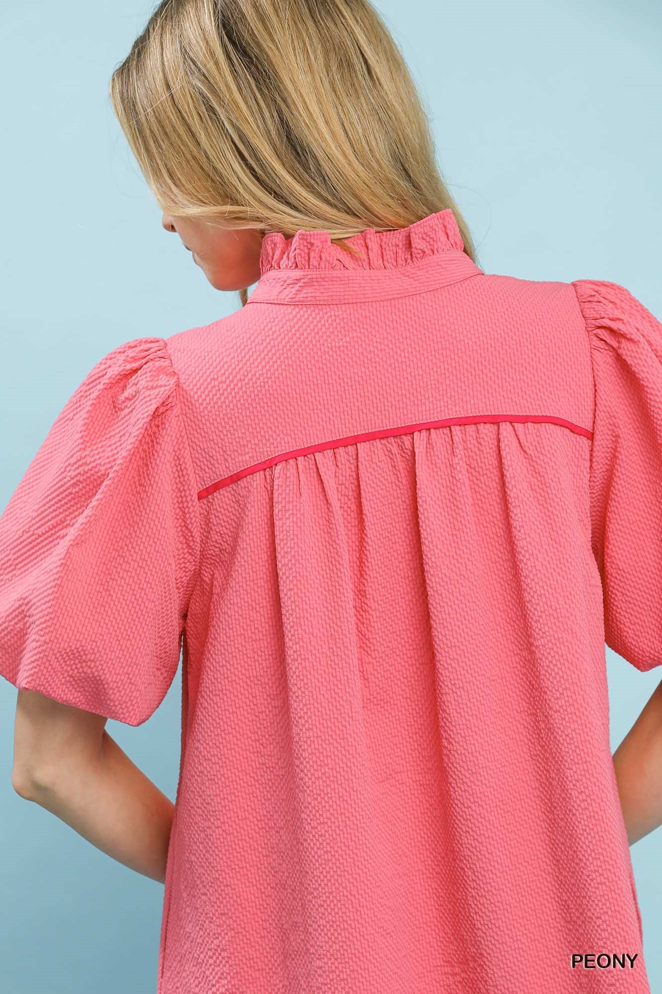 Umgee Seersucker Puff Sleeve Dress - Bitsy Gypsy Boutique