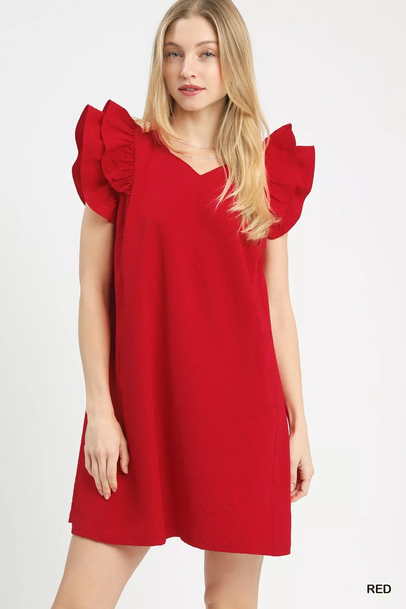Umgee Seersucker Ruffle Shift Dress - Bitsy Gypsy Boutique
