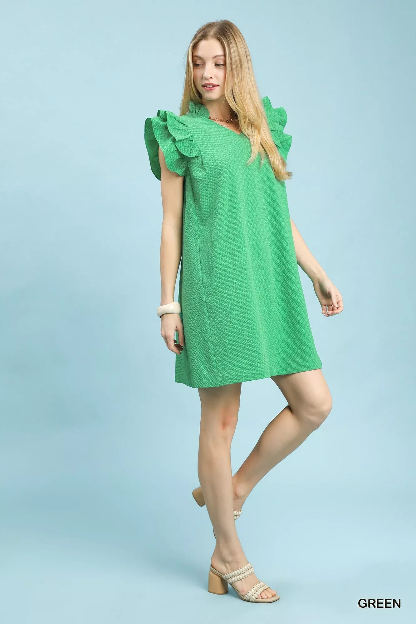 Umgee Seersucker Ruffle Shift Dress - Bitsy Gypsy Boutique