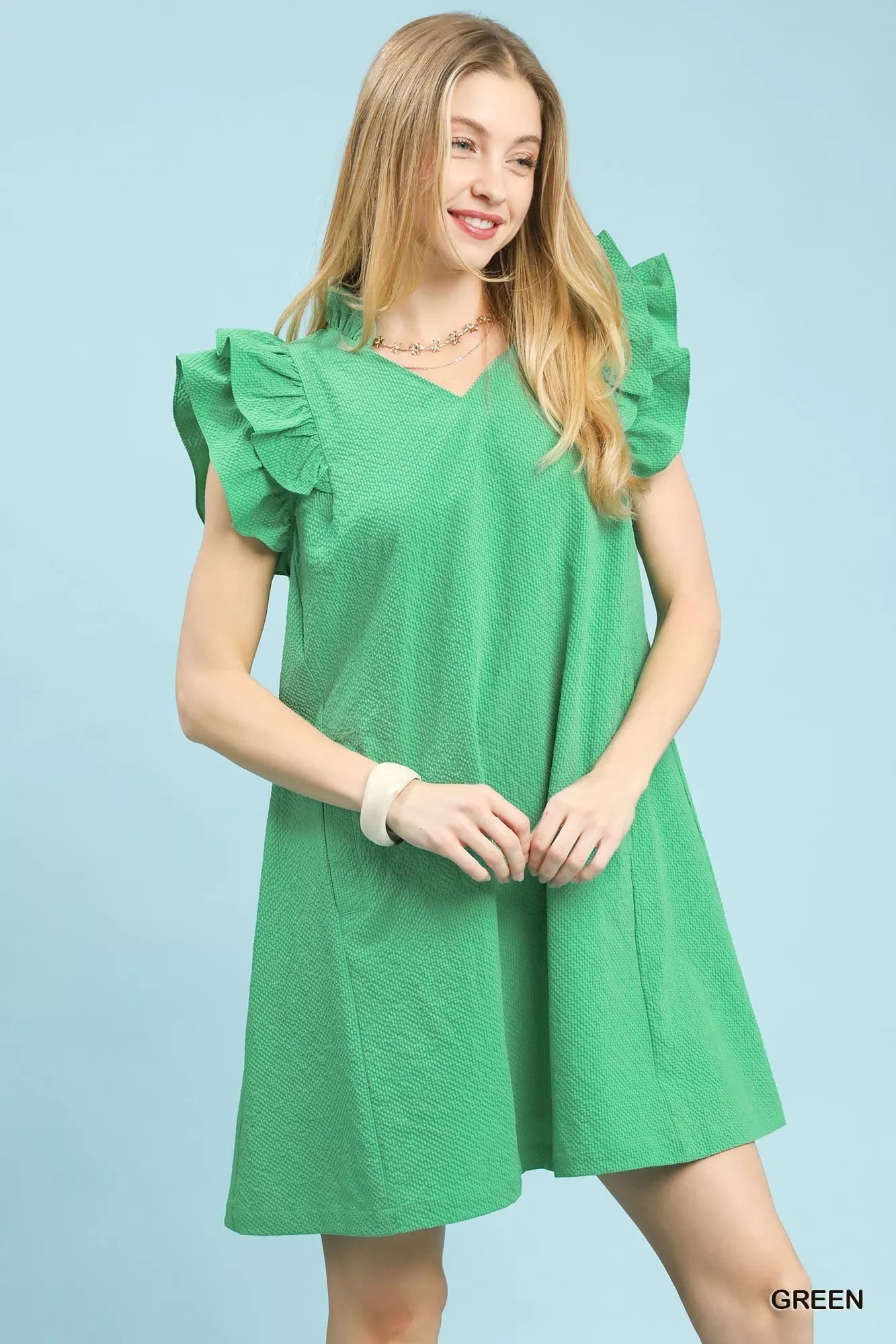 Umgee Seersucker Ruffle Shift Dress - Bitsy Gypsy Boutique