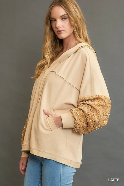 Umgee Sequined French Terry Jacket - Bitsy Gypsy Boutique