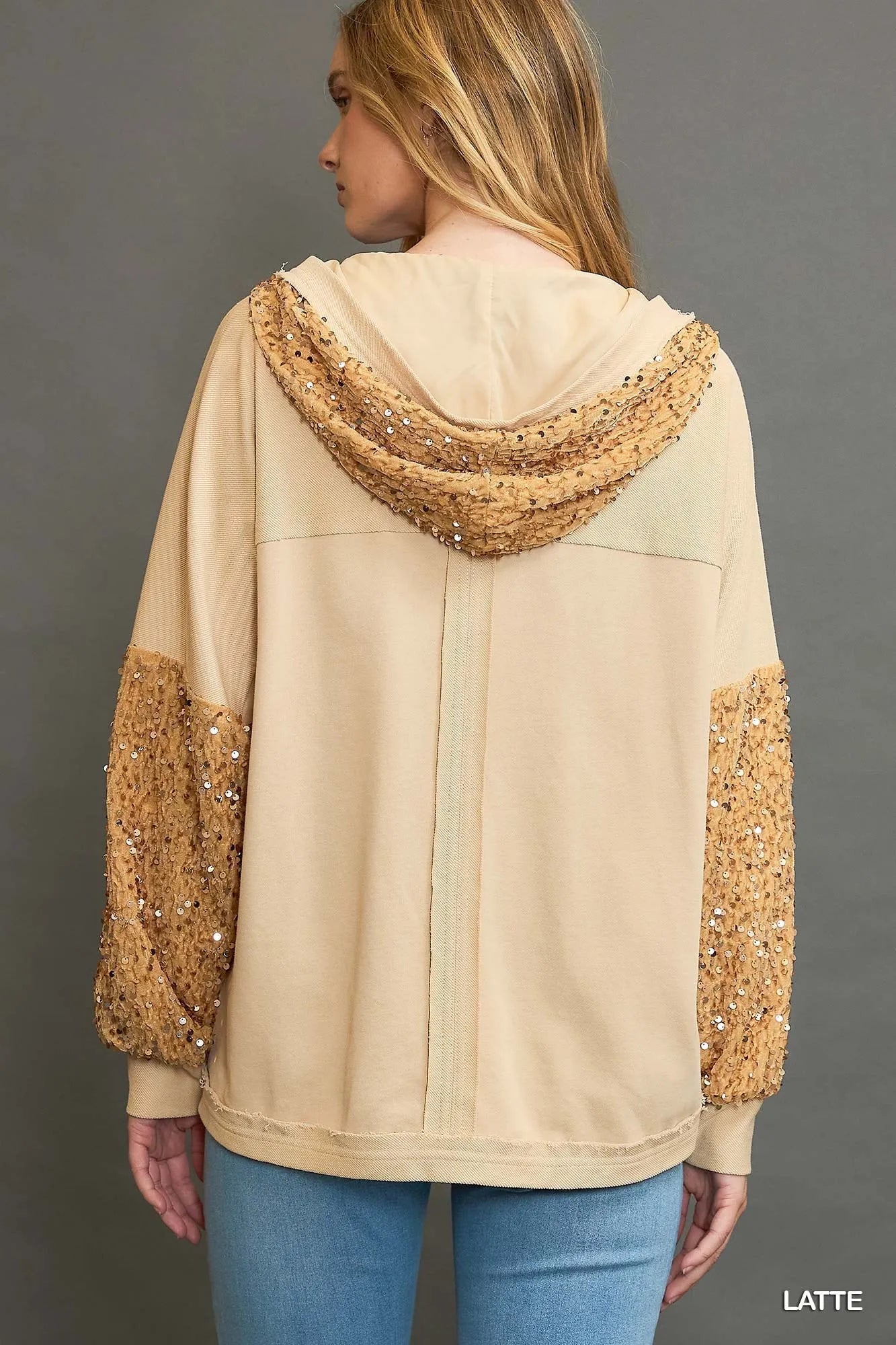 Umgee Sequined French Terry Jacket - Bitsy Gypsy Boutique