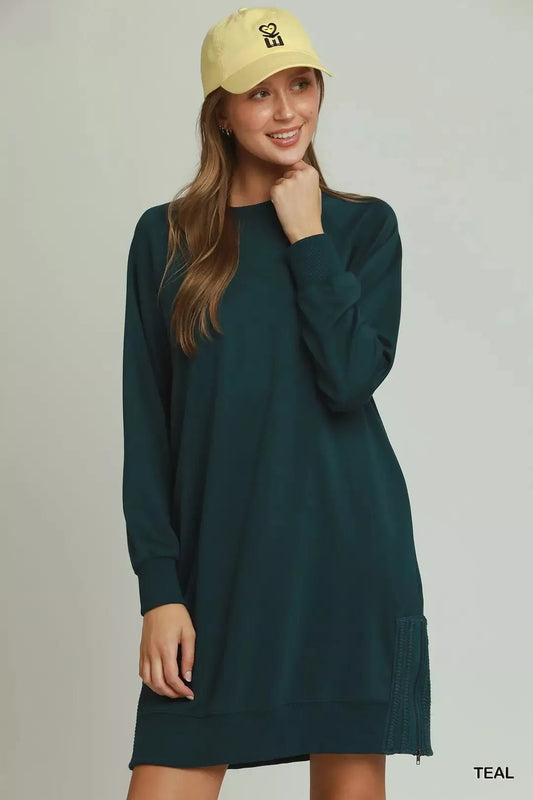Umgee Side Crochet Zipper Detailed Dress - Bitsy Gypsy Boutique