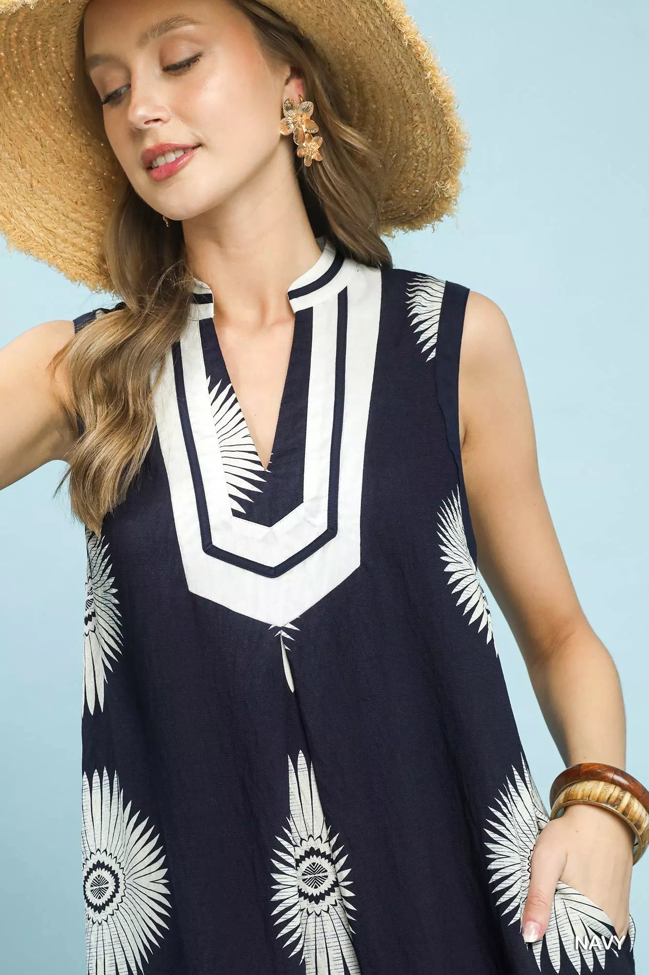 Umgee Sleeveless Geometric Midi Dress - Bitsy Gypsy Boutique